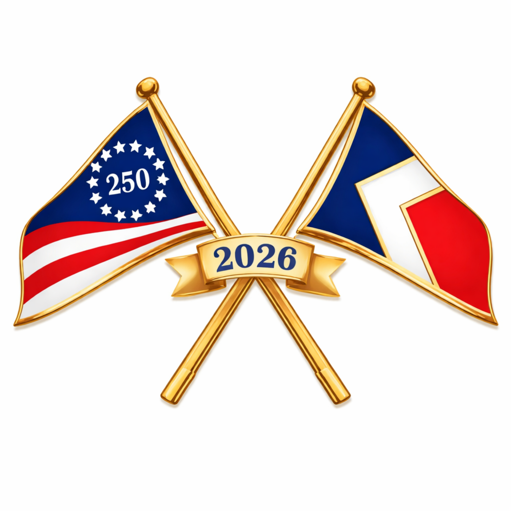 Custom America 250 Commemorative Crossed Flags Lapel Pin 2026