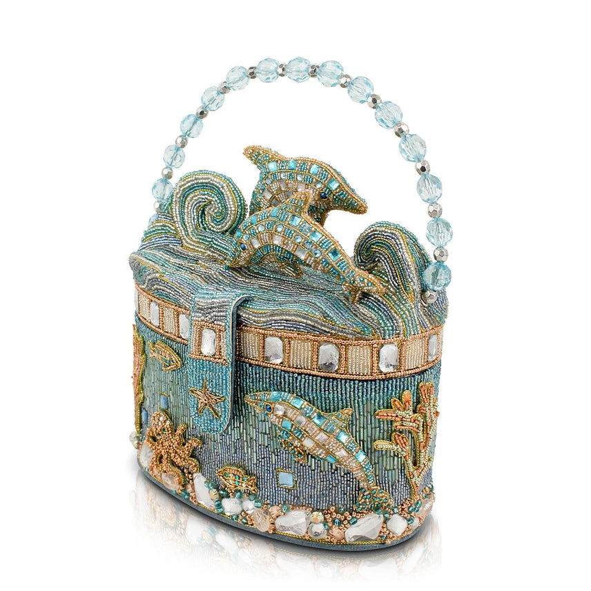 Crystal Dolphin Top Handle Handbag