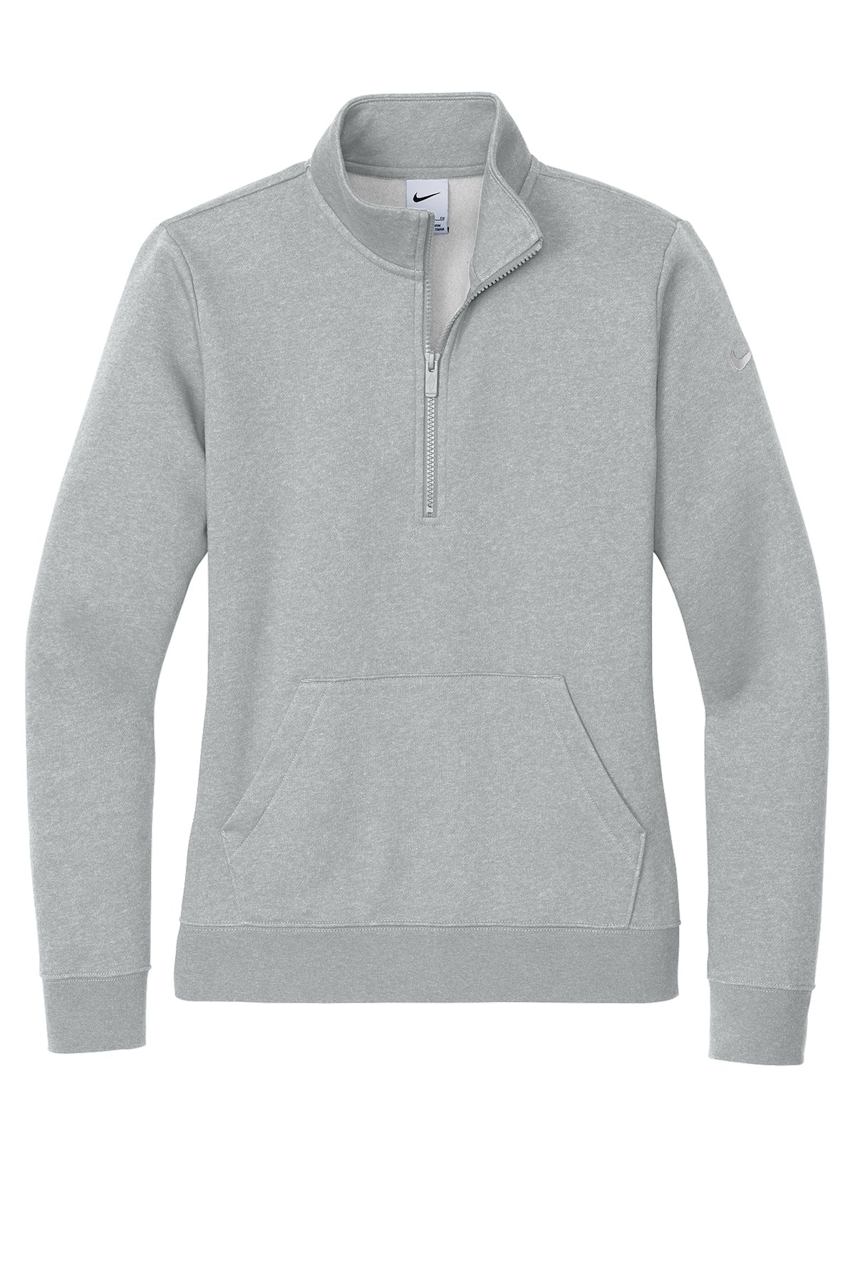 Nike Women's Club Fleece Sleeve Swoosh 1/2-Zip - Dark Grey Heather