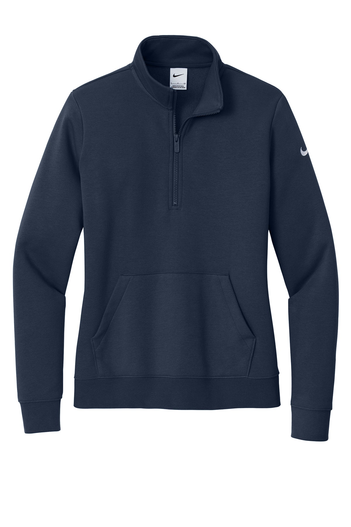 Nike Women's Club Fleece Sleeve Swoosh 1/2-Zip - Midnight Navy