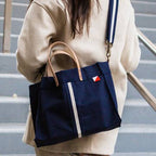 Mini Canvas Striped Box Tote Bag