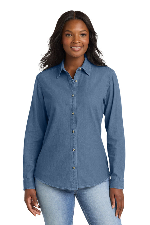 Port & Co™ Women's Long Sleeve Value Denim Shirt