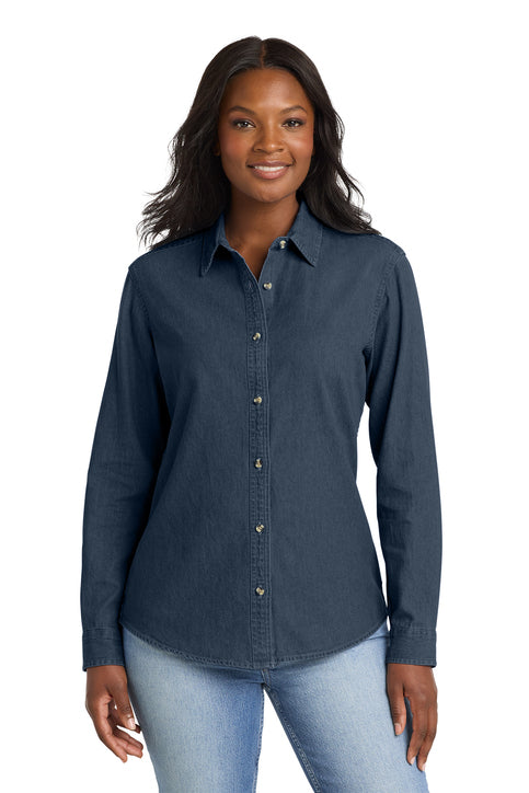 Port & Co™ Women's Long Sleeve Value Denim Shirt