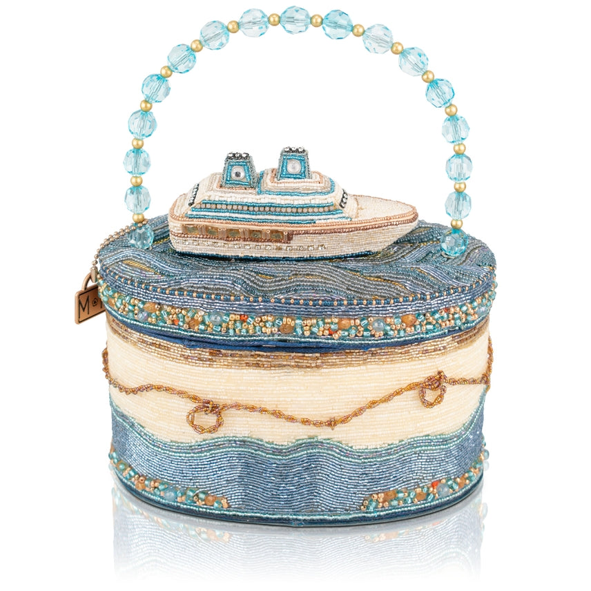 Shipshape Top Handle Beaded Nautical Vacation Handbag