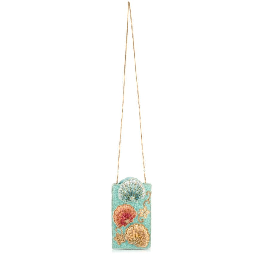 Washed Ashore Beaded Seashell Crossbody Phone Bag