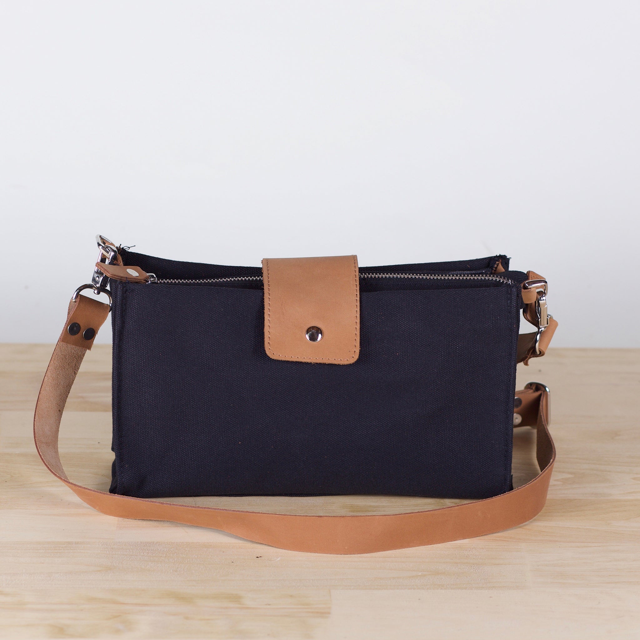 Carmel Canvas and Leather Tote Bag - Black