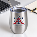 Insulated Cup Tumblers 12 oz - Wine Cups with Lids and Straws