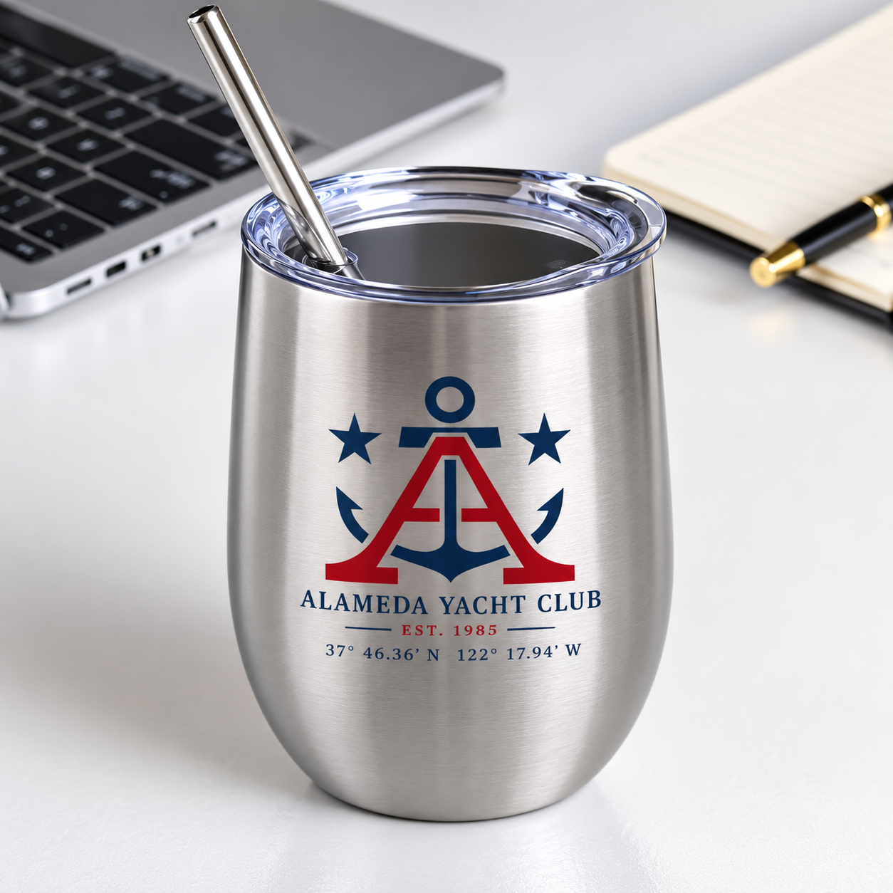 Insulated Cup Tumblers 12 oz - Wine Cups with Lids and Straws