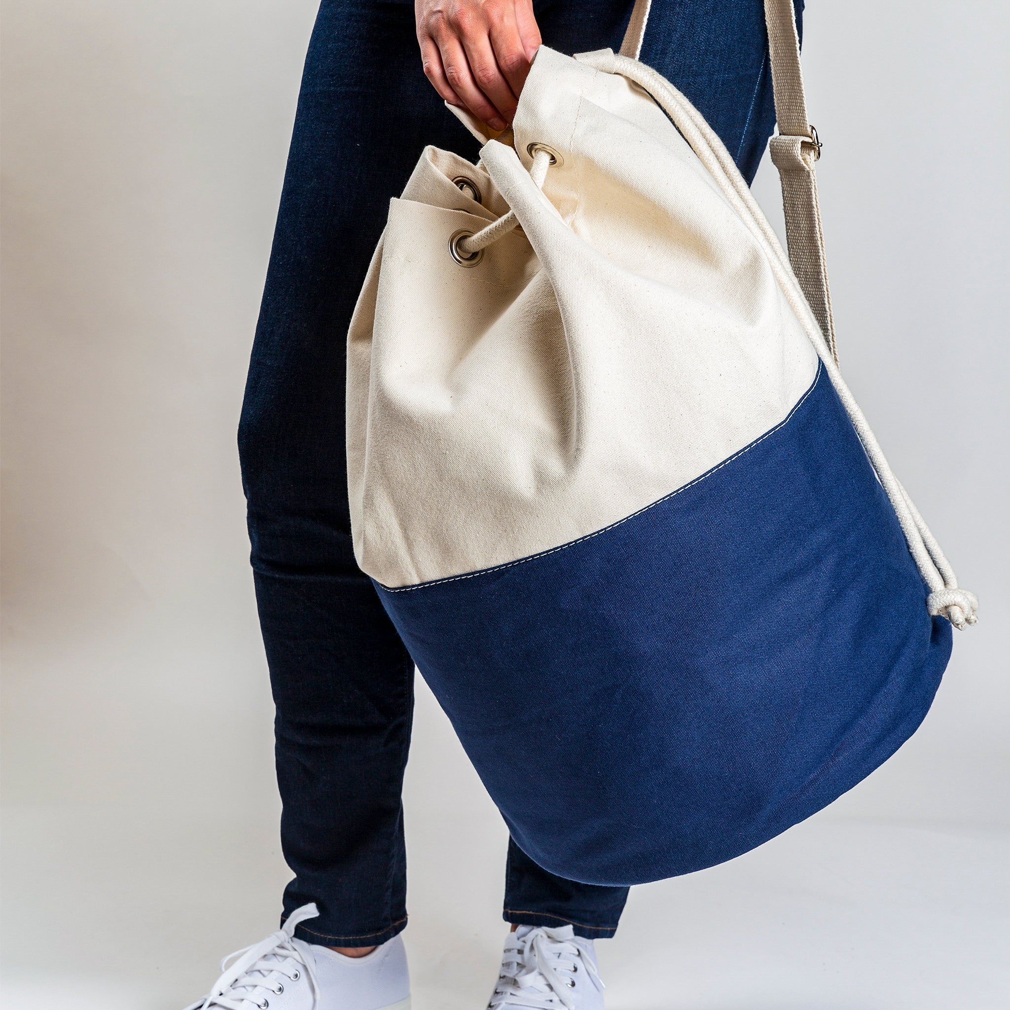 Sports Round Canvas Duffle - Navy