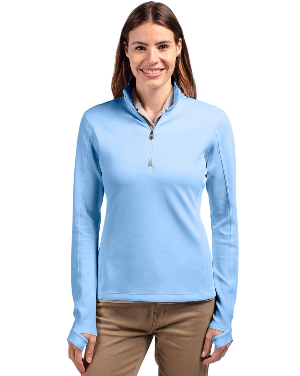 Cutter & Buck Traverse Recycled Smooth Stretch Womens Quarter Zip Pullover