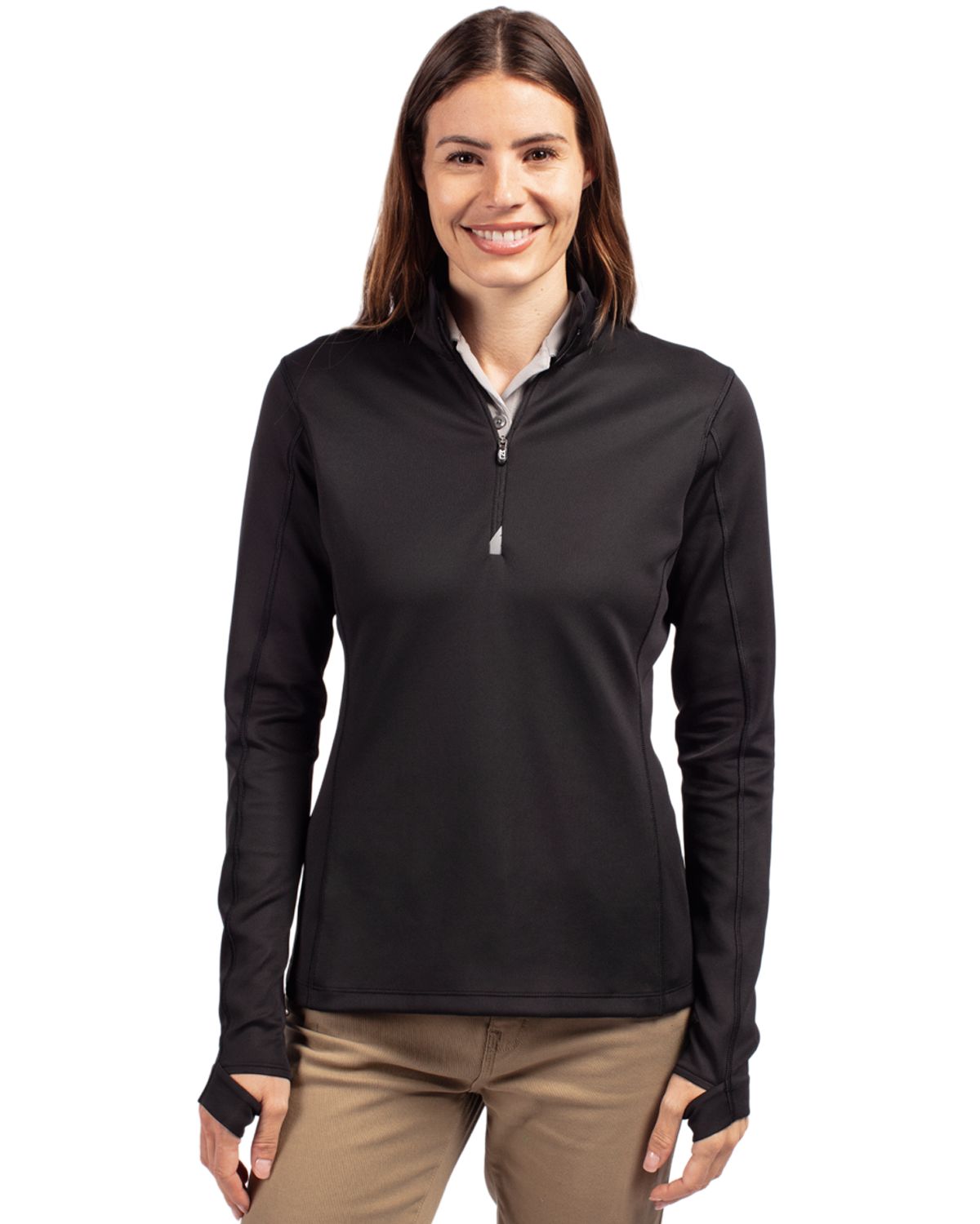 Cutter & Buck Traverse Recycled Smooth Stretch Womens Quarter Zip Pullover
