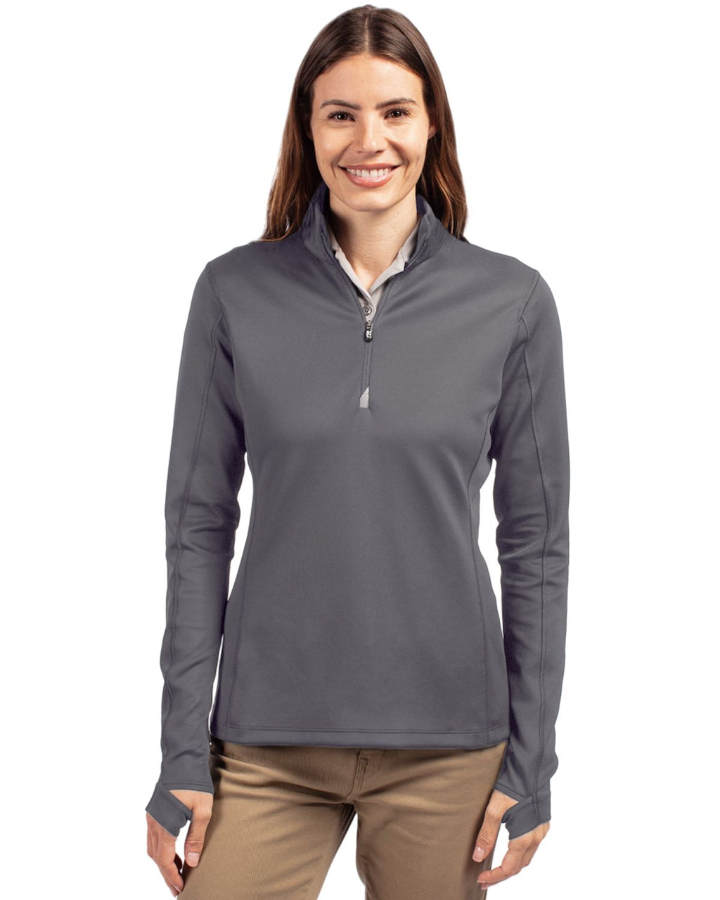 Cutter & Buck Traverse Recycled Smooth Stretch Womens Quarter Zip Pullover