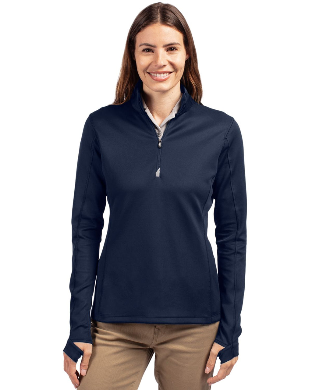 Cutter & Buck Traverse Recycled Smooth Stretch Womens Quarter Zip Pullover