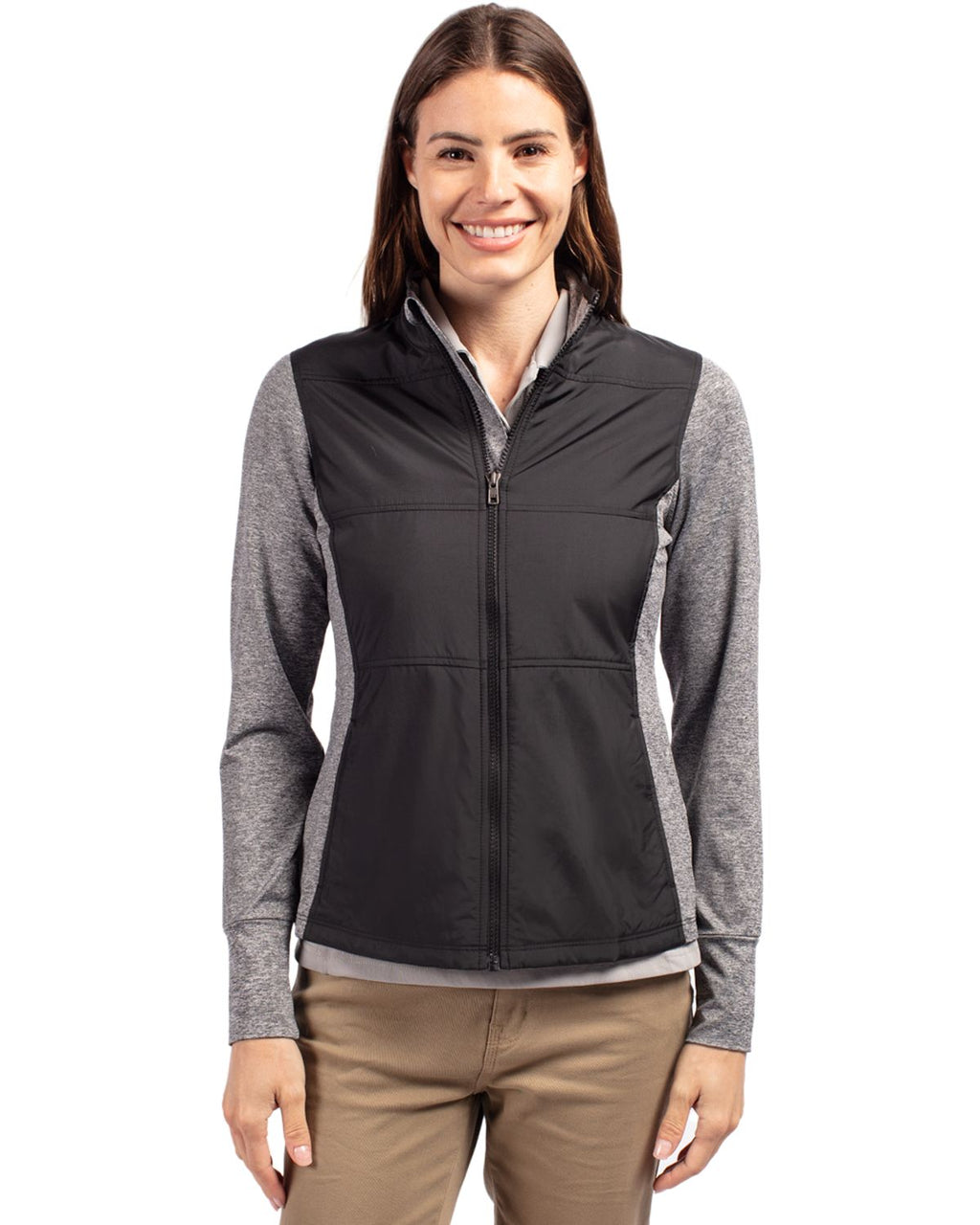 Cutter & Buck® Stealth Hybrid Quilted Womens Full Zip Windbreaker Jacket
