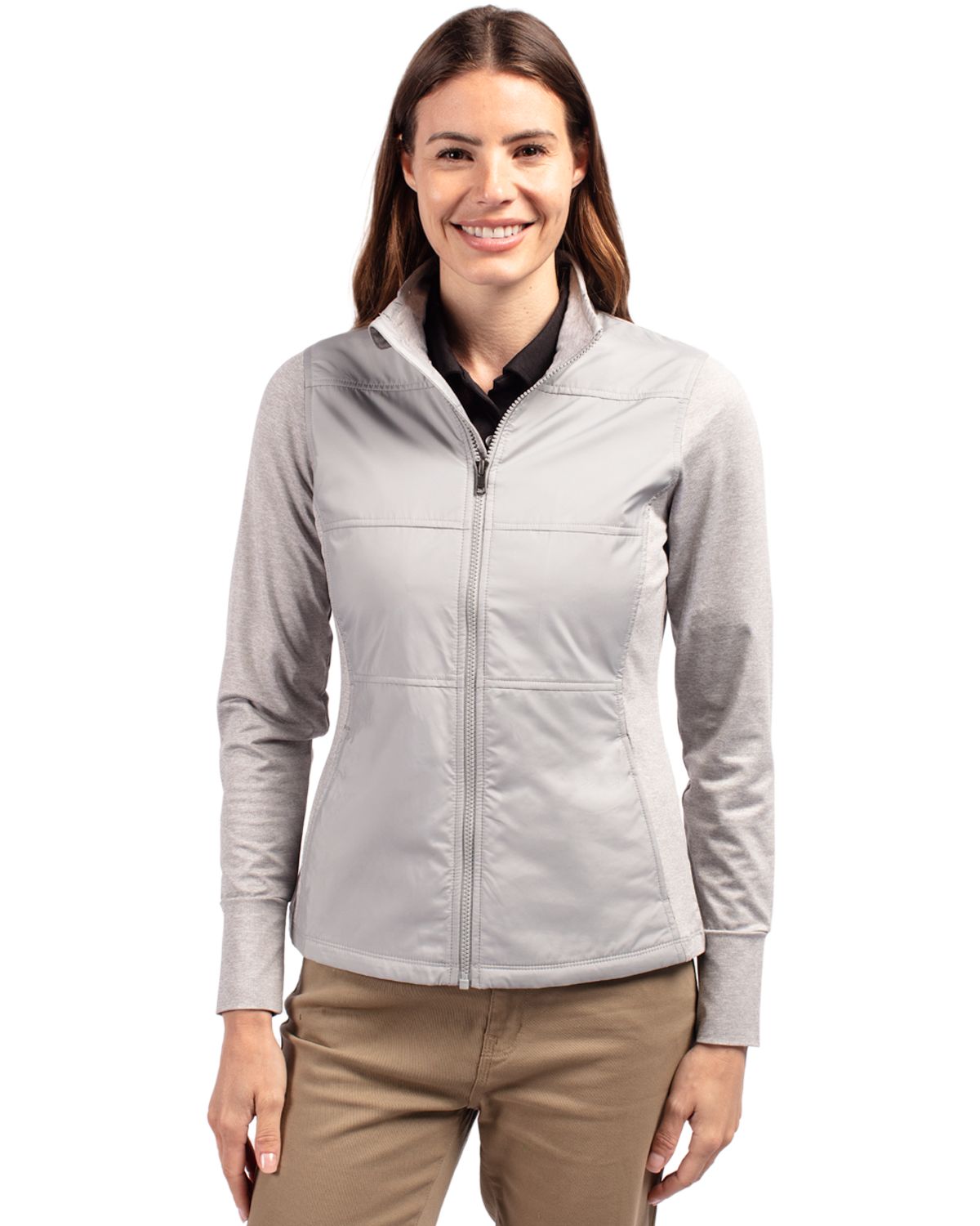 Cutter & Buck® Stealth Hybrid Quilted Womens Full Zip Windbreaker Jacket