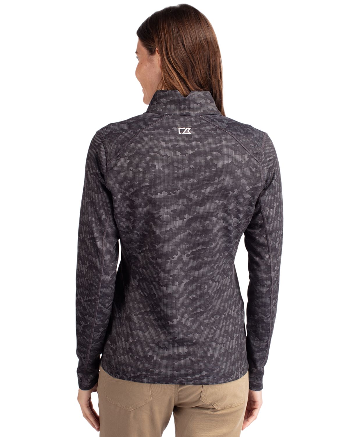 Cutter & Buck® Traverse Stretch Eco Camo Print Quarter Zip Womens Pullover