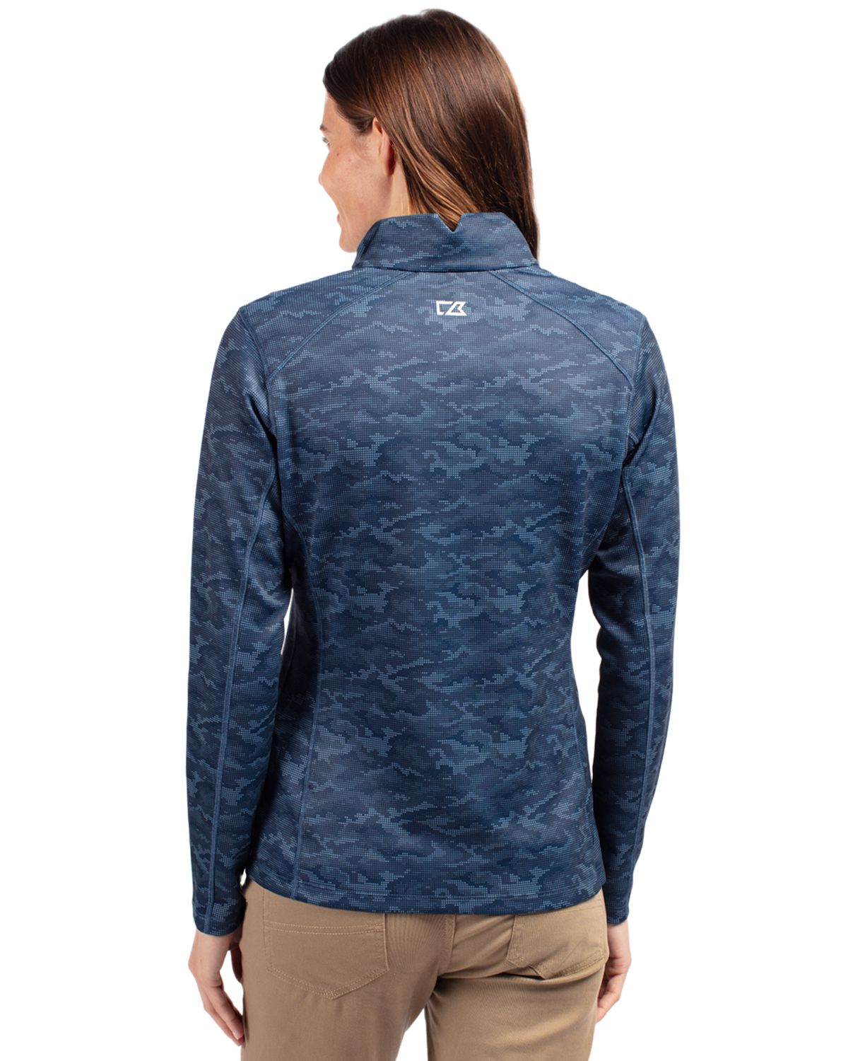 Cutter & Buck® Traverse Stretch Eco Camo Print Quarter Zip Womens Pullover