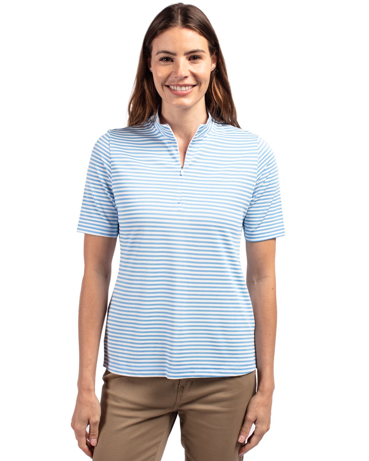Cutter & Buck® Virtue Eco Pique Stripe Recycled Womens Top