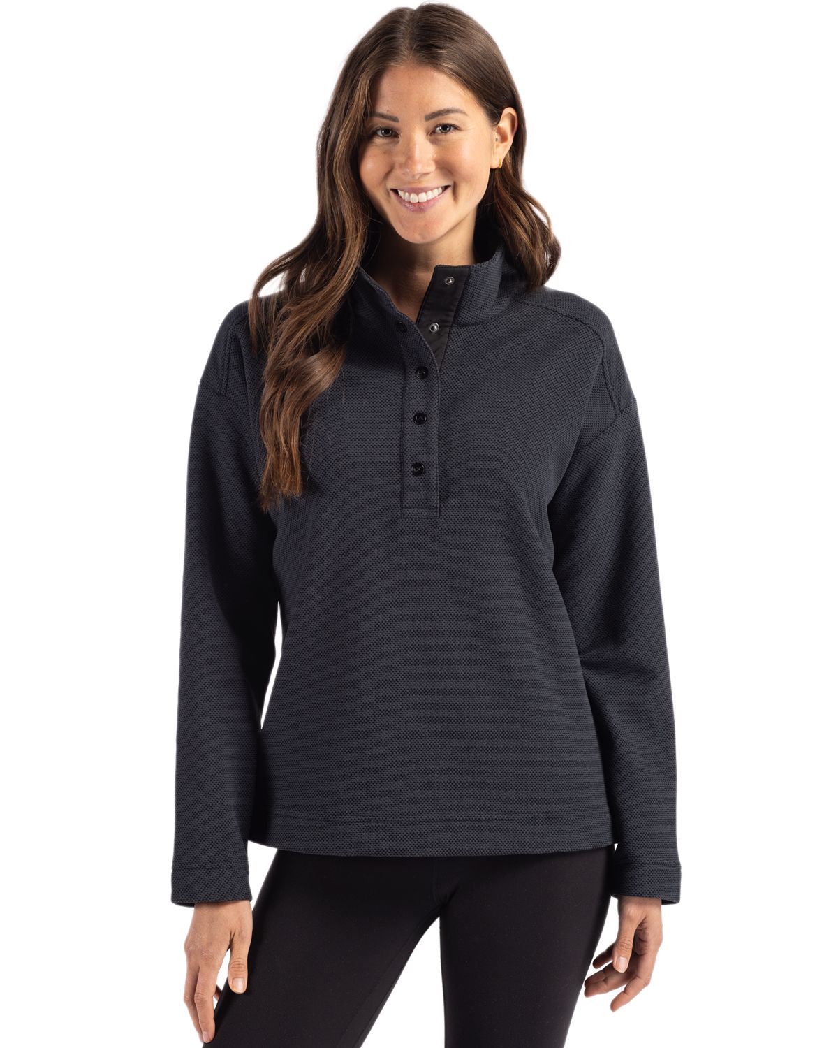 Cutter & Buck® Hunts Point Eco Textured Fleece Recycled Womens Snap Pullover
