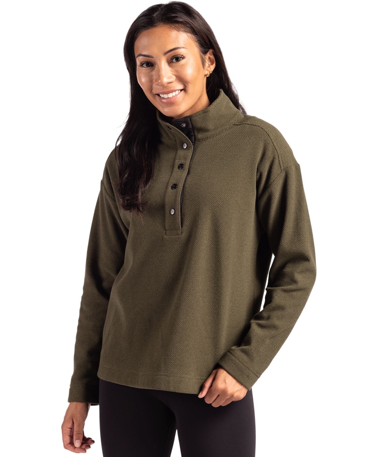 Cutter & Buck® Hunts Point Eco Textured Fleece Recycled Womens Snap Pullover