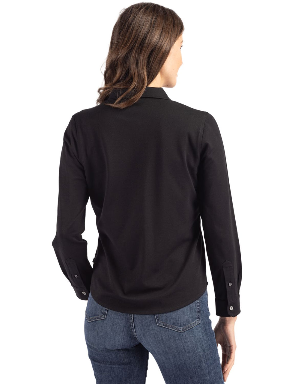 Cutter & Buck® Advantage Tri-Blend Eco Soft Pique Long Sleeve Knitted Womens Button Up