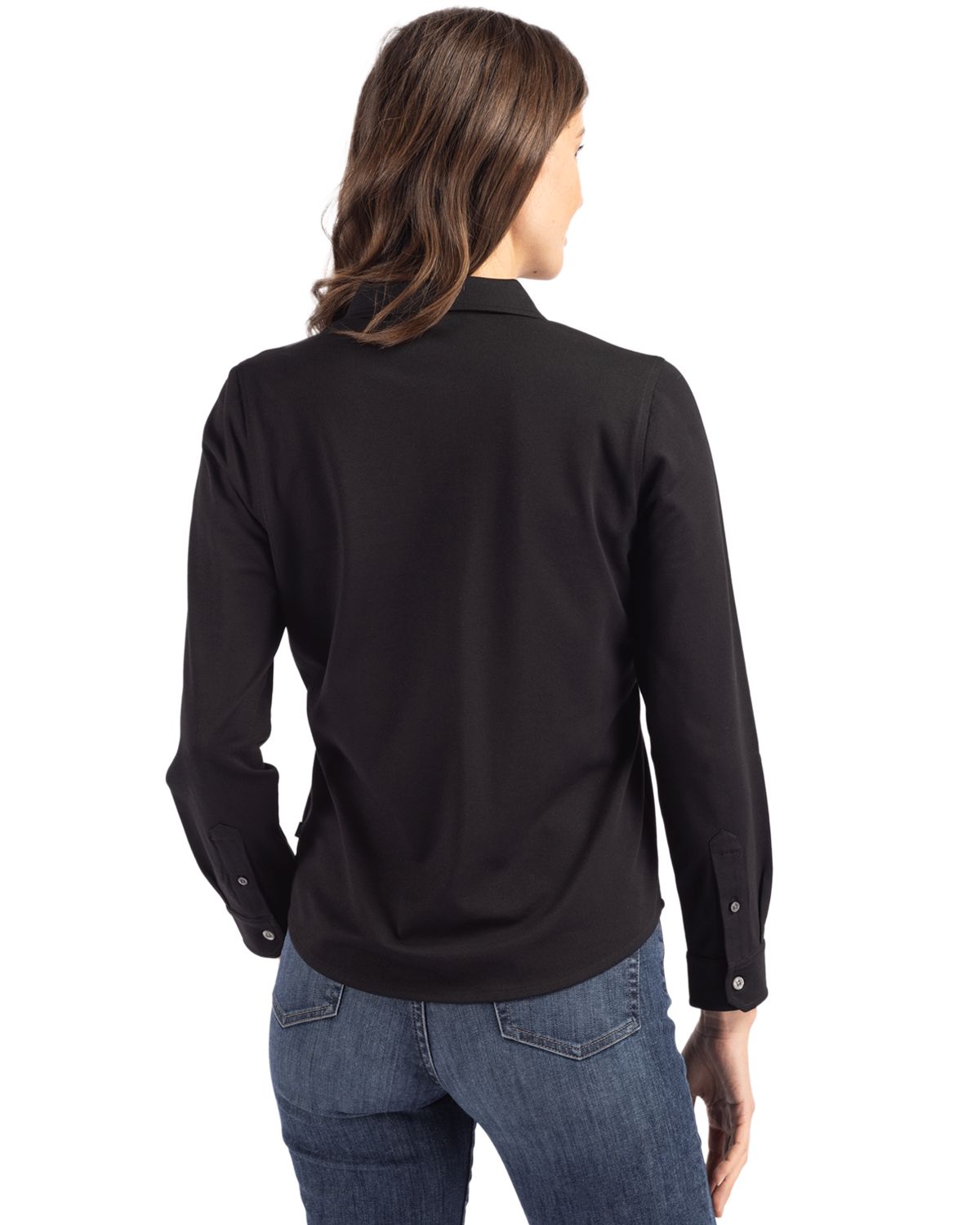 Cutter & Buck® Advantage Tri-Blend Eco Soft Pique Long Sleeve Knitted Womens Button Up