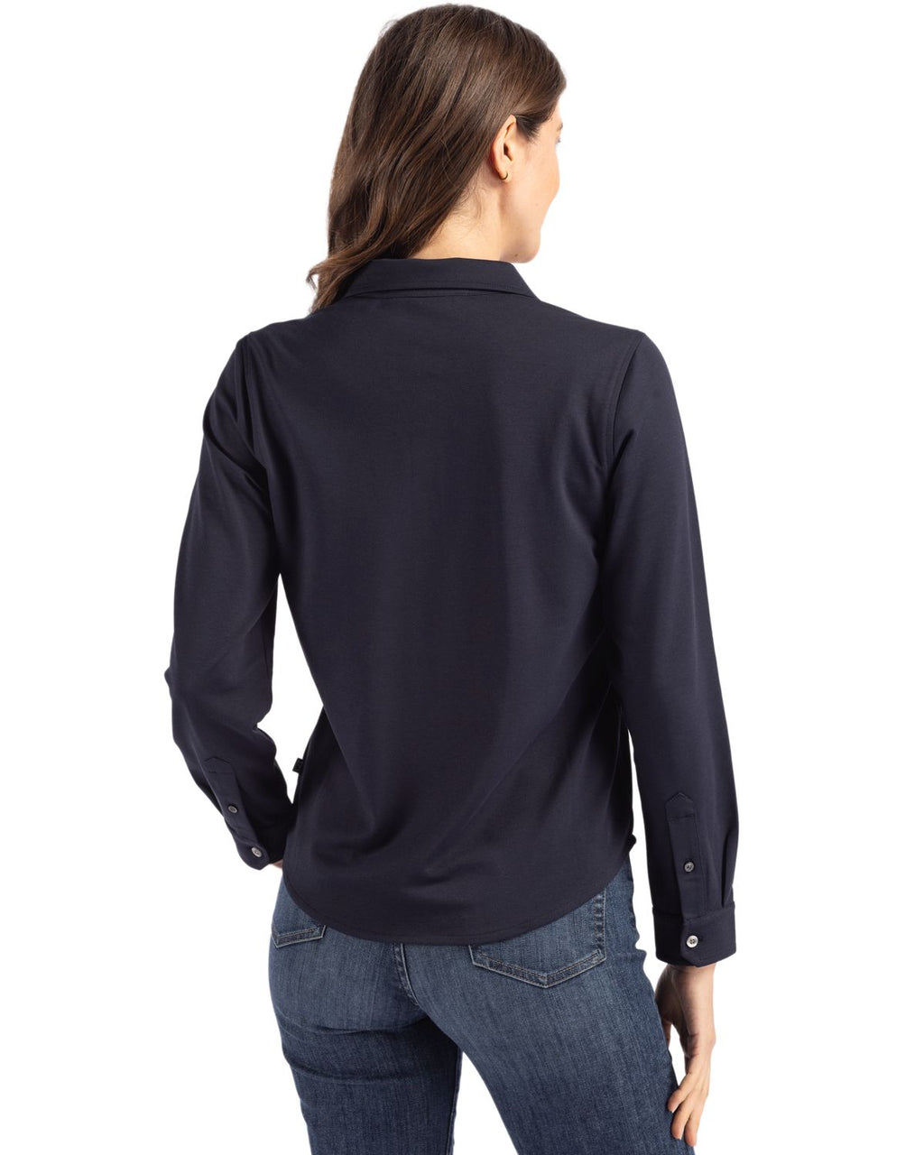 Cutter & Buck® Advantage Tri-Blend Eco Soft Pique Long Sleeve Knitted Womens Button Up