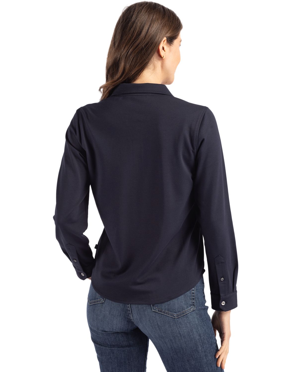 Cutter & Buck® Advantage Tri-Blend Eco Soft Pique Long Sleeve Knitted Womens Button Up