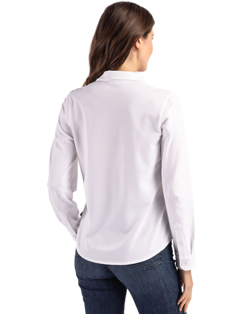 Cutter & Buck® Advantage Tri-Blend Eco Soft Pique Long Sleeve Knitted Womens Button Up