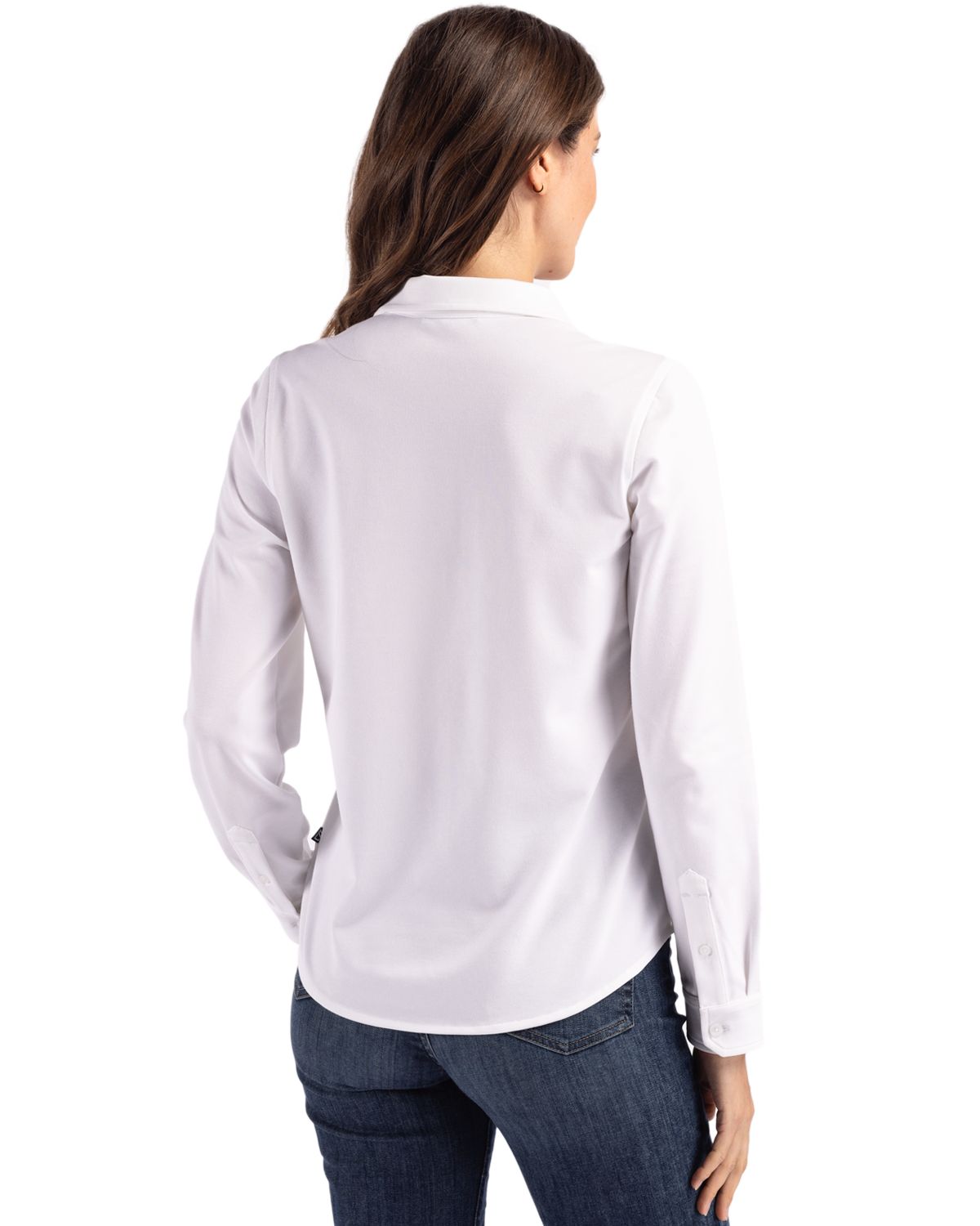 Cutter & Buck® Advantage Tri-Blend Eco Soft Pique Long Sleeve Knitted Womens Button Up