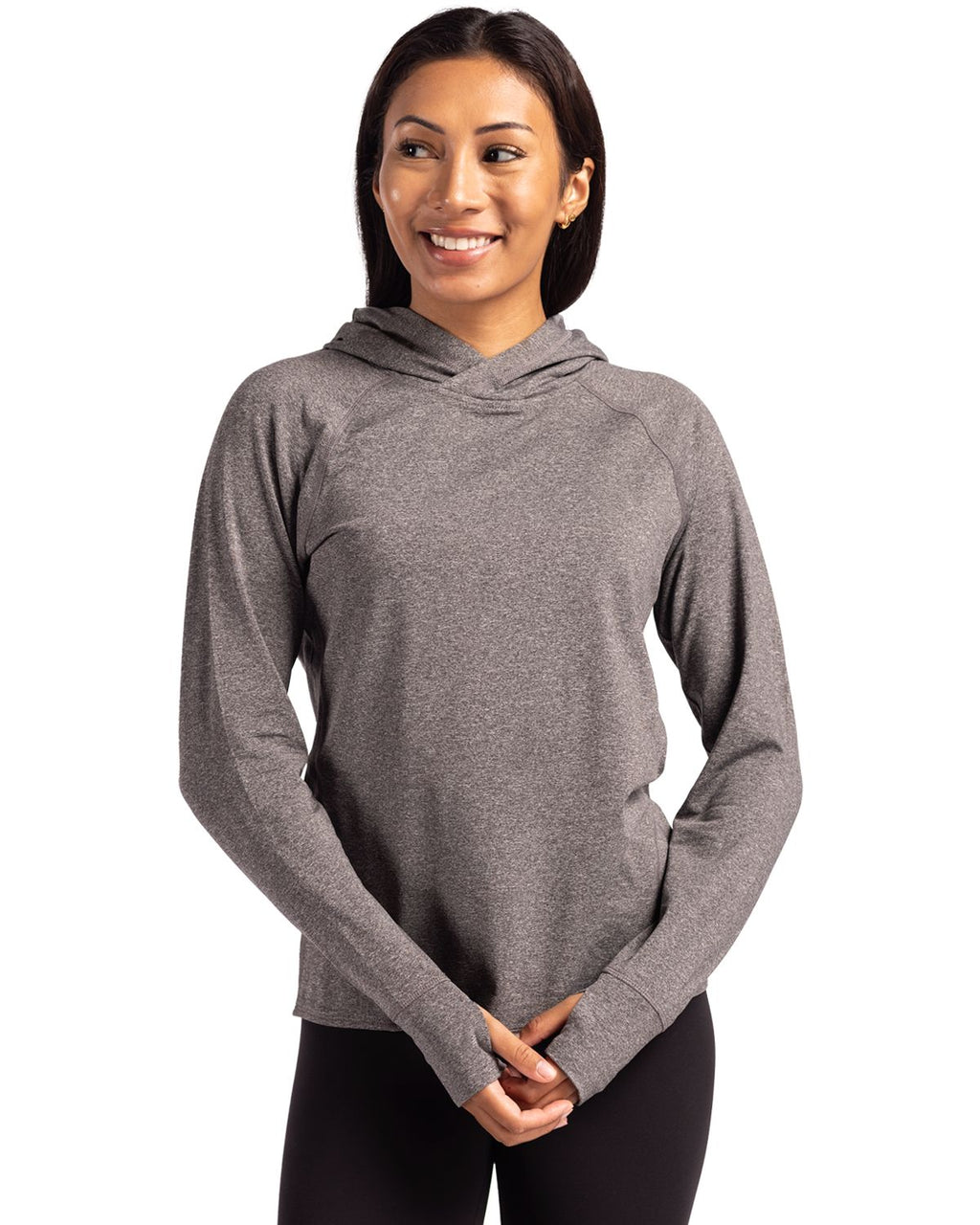 Cutter & Buck® Adapt Knit Recycled Womens Heathered Hooded Pullover