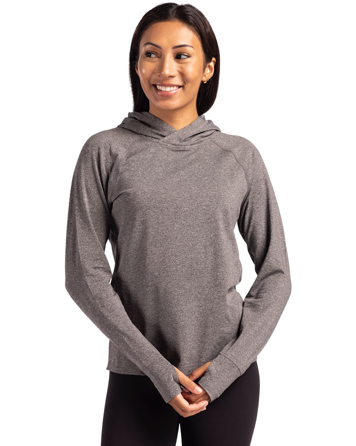 Cutter & Buck® Adapt Knit Recycled Womens Heathered Hooded Pullover