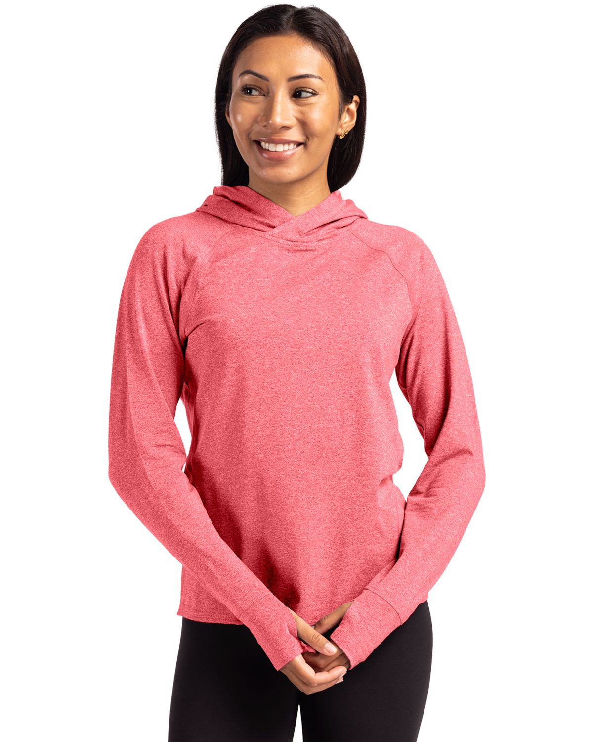 Cutter & Buck® Adapt Knit Recycled Womens Heathered Hooded Pullover