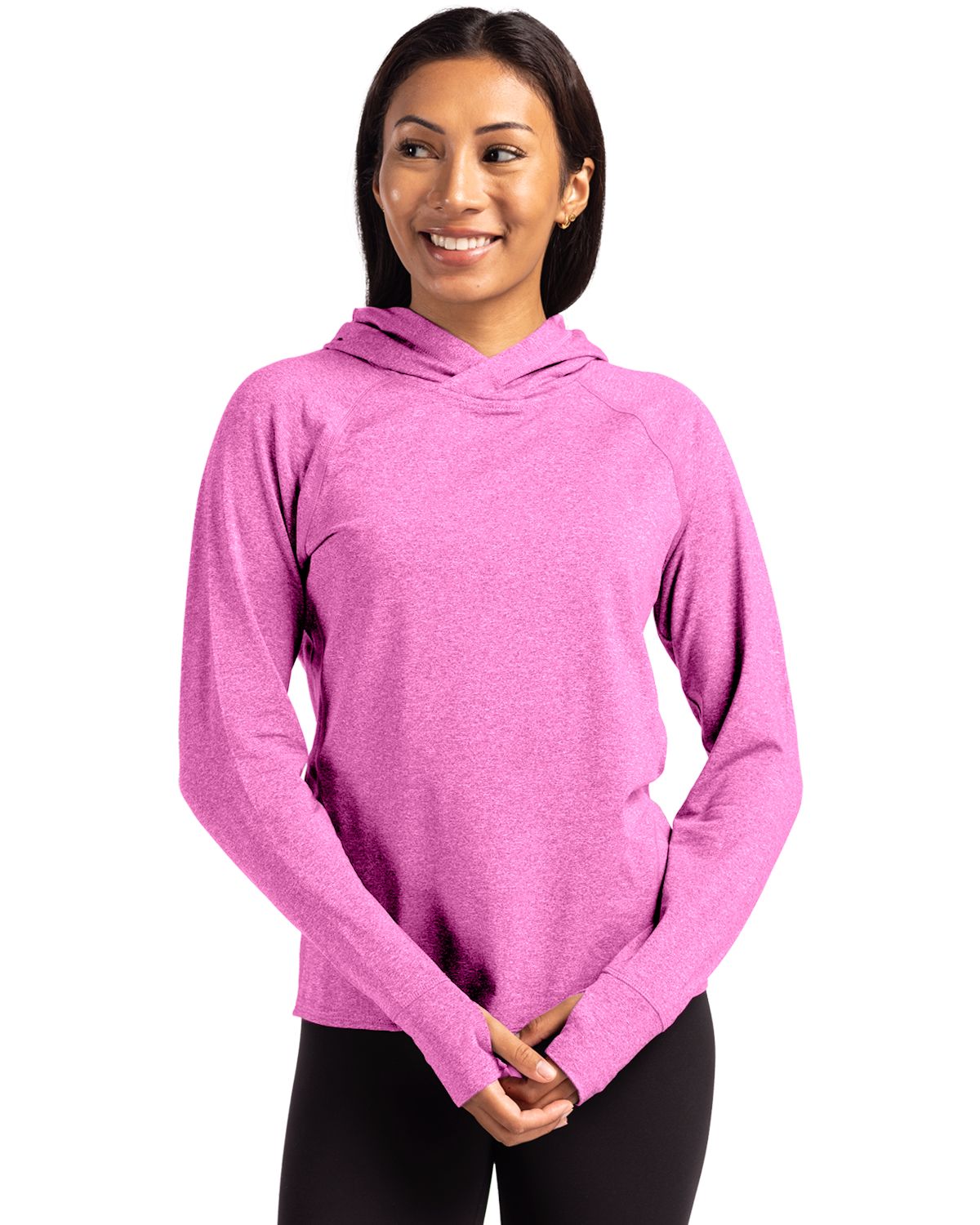 Cutter & Buck® Adapt Knit Recycled Womens Heathered Hooded Pullover