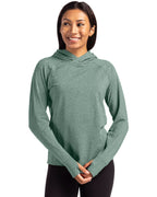 Cutter & Buck® Adapt Knit Recycled Womens Heathered Hooded Pullover