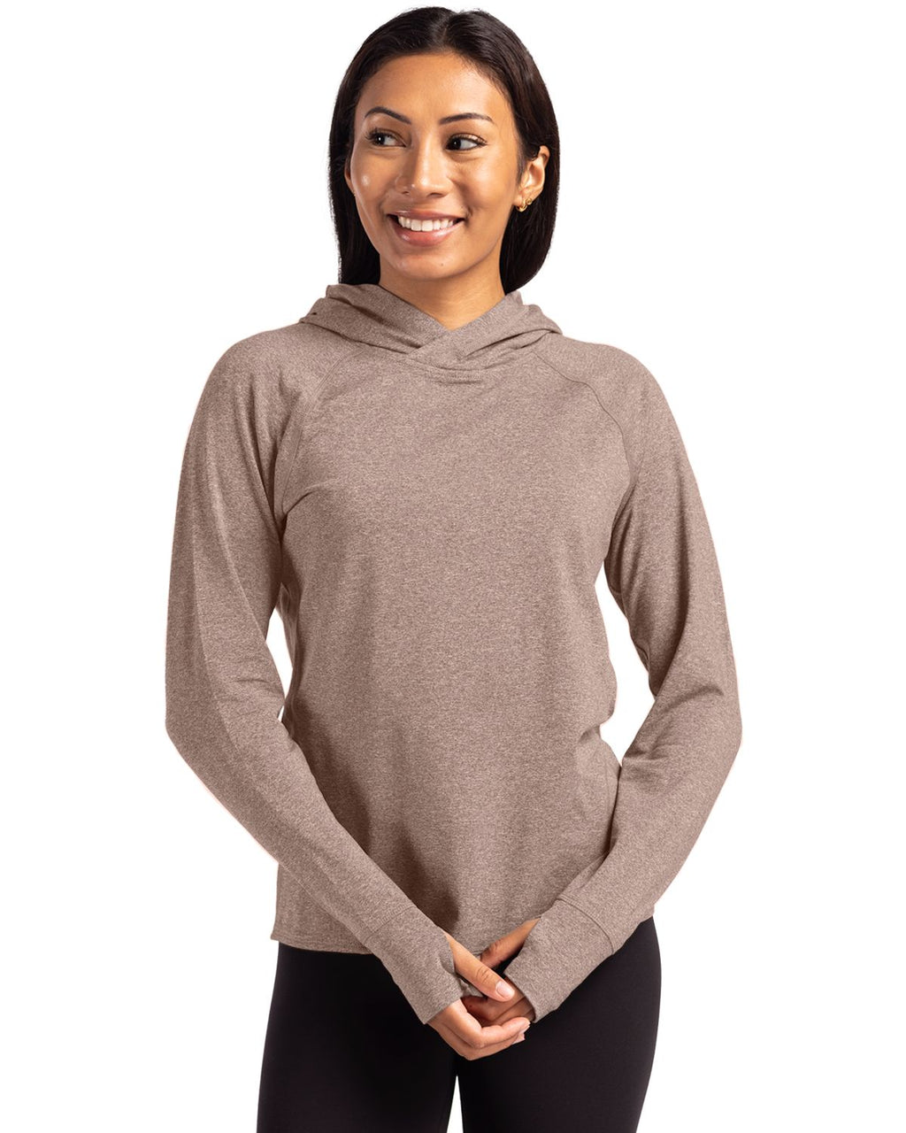 Cutter & Buck® Adapt Knit Recycled Womens Heathered Hooded Pullover