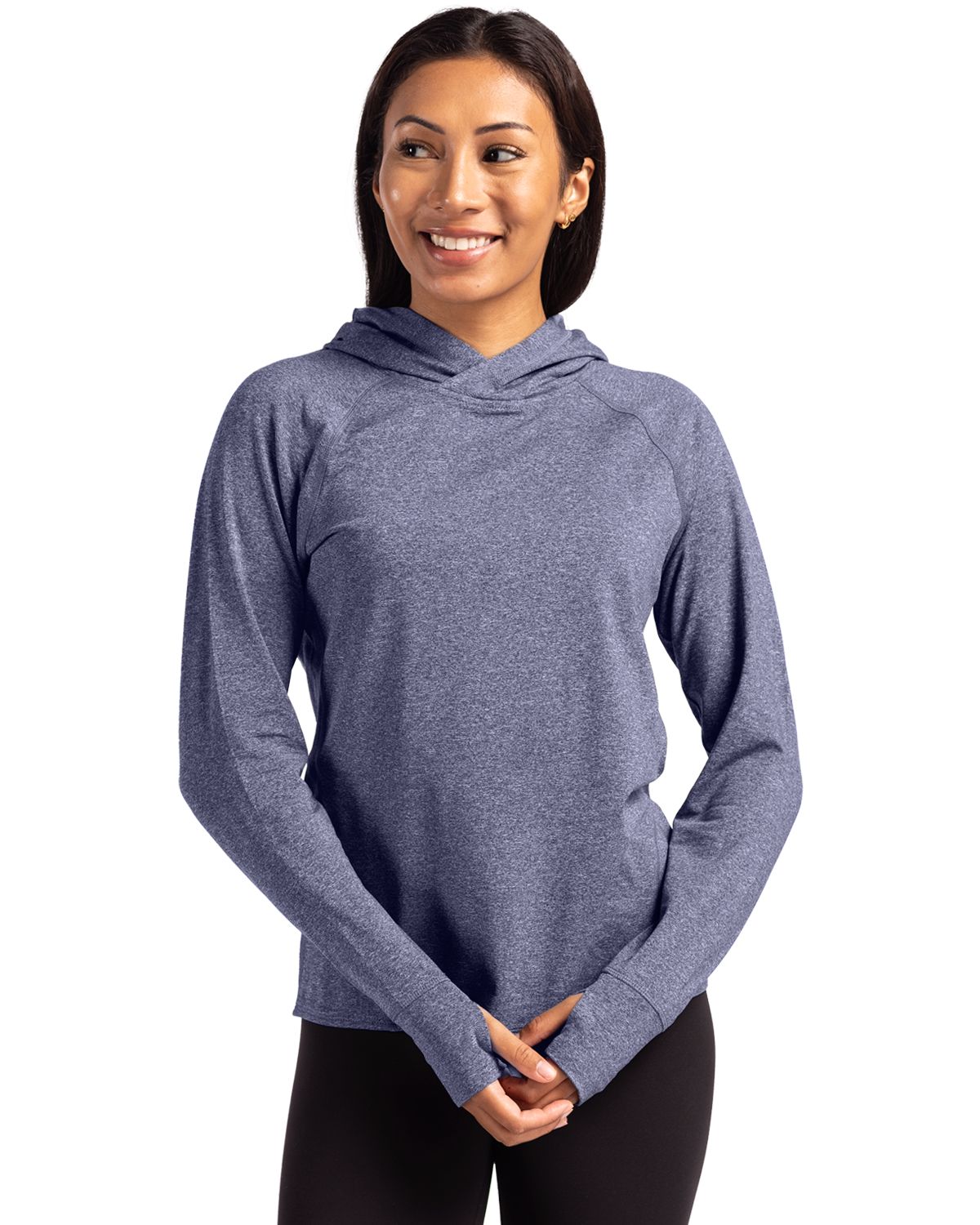 Cutter & Buck® Adapt Knit Recycled Womens Heathered Hooded Pullover