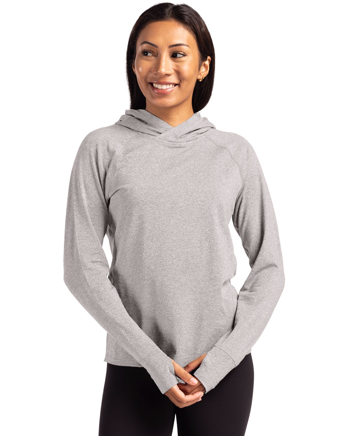 Cutter & Buck® Adapt Knit Recycled Womens Heathered Hooded Pullover