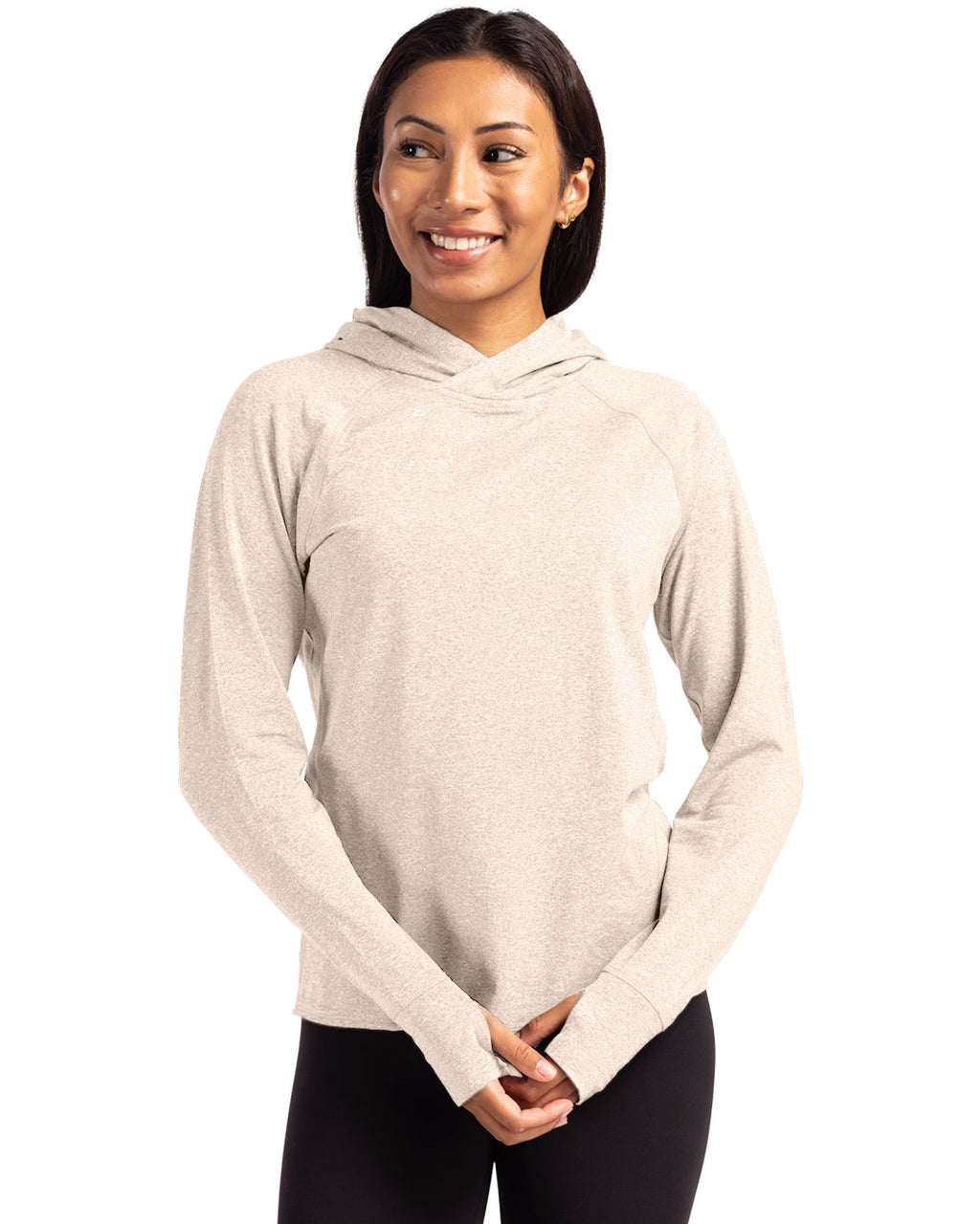 Cutter & Buck® Adapt Knit Recycled Womens Heathered Hooded Pullover