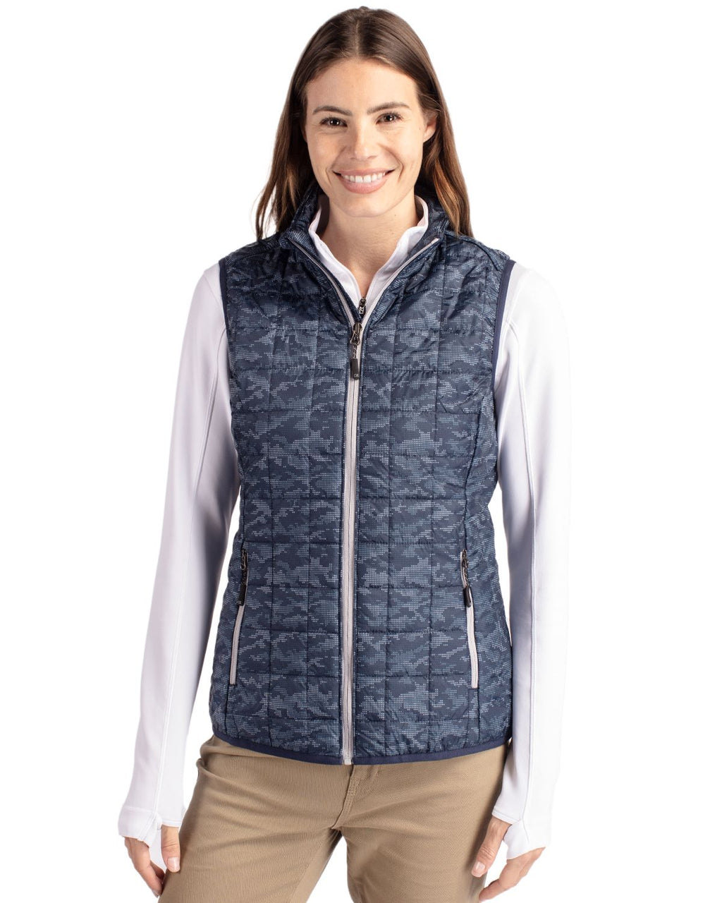 Cutter & Buck® Rainier PrimaLoft® Womens Eco Insulated Full Zip Printed Puffer Vest