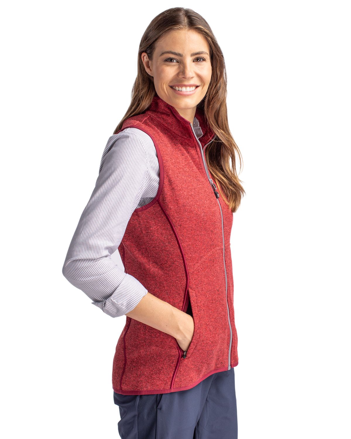 Cutter & Buck Mainsail Sweater Knit Womens Full Zip Vest