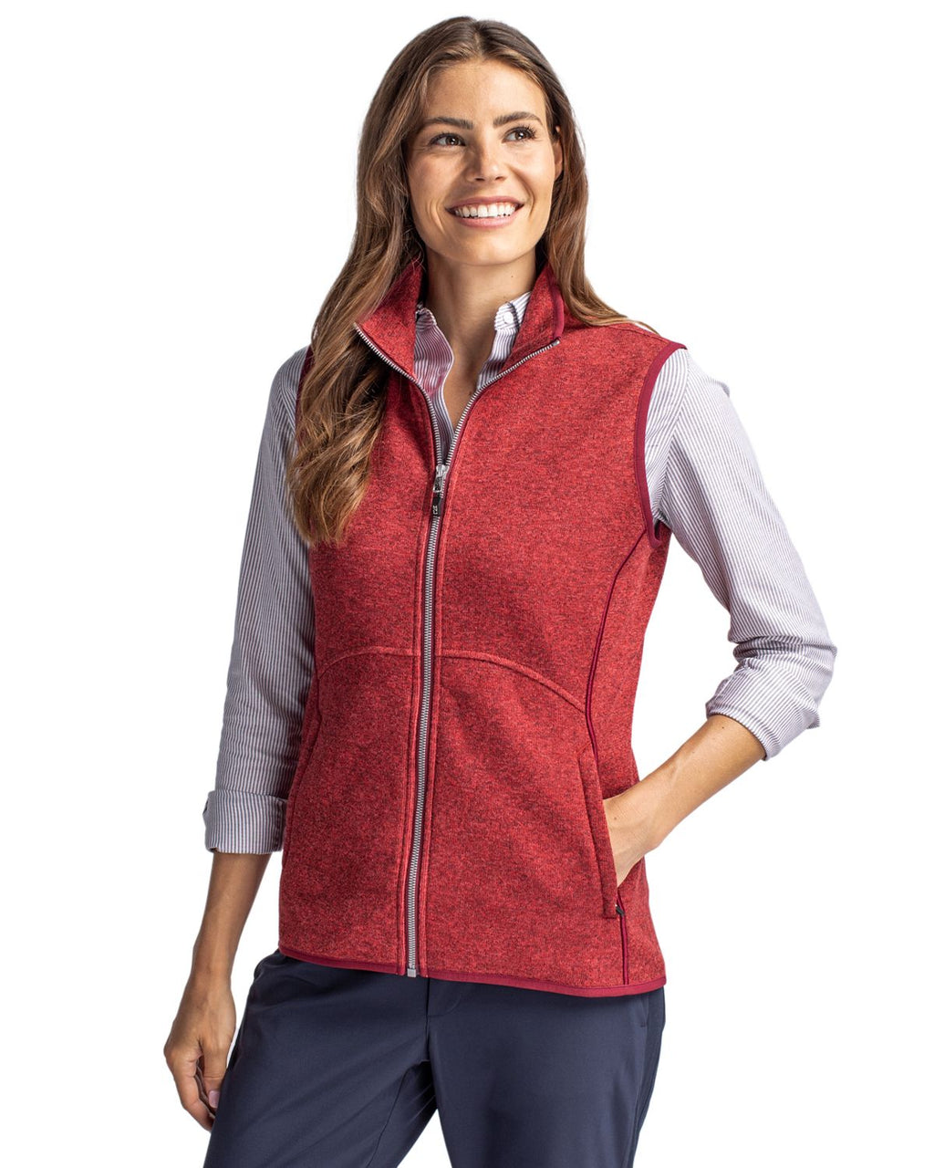 Cutter & Buck Mainsail Sweater Knit Womens Full Zip Vest
