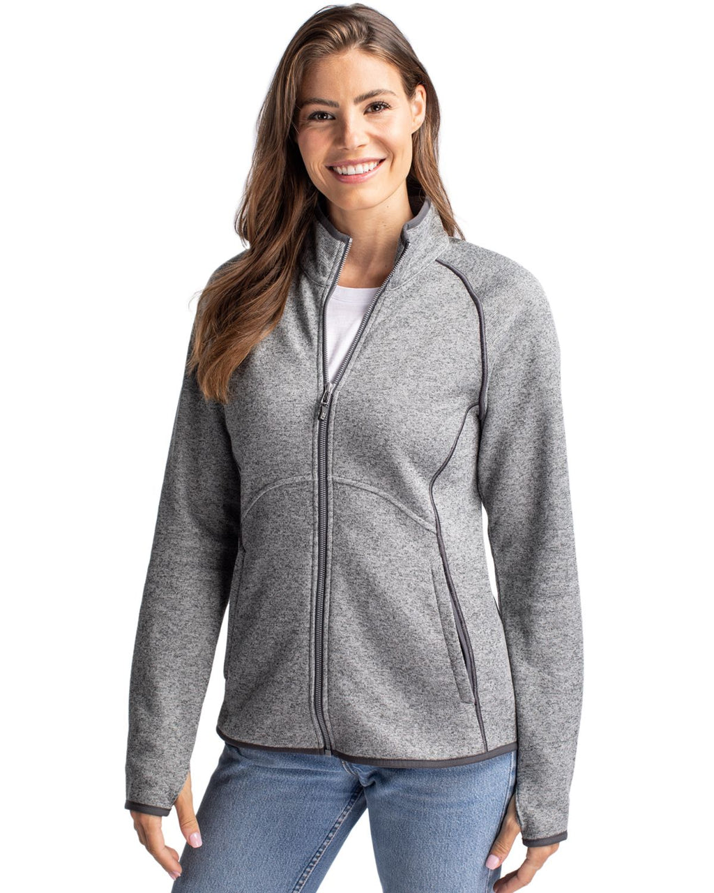 Cutter & Buck® Mainsail Sweater-Knit Womens Full Zip Jacket