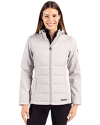 Cutter & Buck® Evoke Hybrid Softshell Recycled Full Zip Womens Hooded Jacket