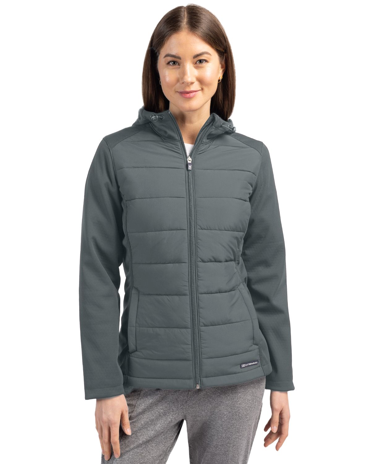 Cutter & Buck® Evoke Hybrid Softshell Recycled Full Zip Womens Hooded Jacket