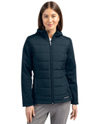 Cutter & Buck® Evoke Hybrid Softshell Recycled Full Zip Womens Hooded Jacket