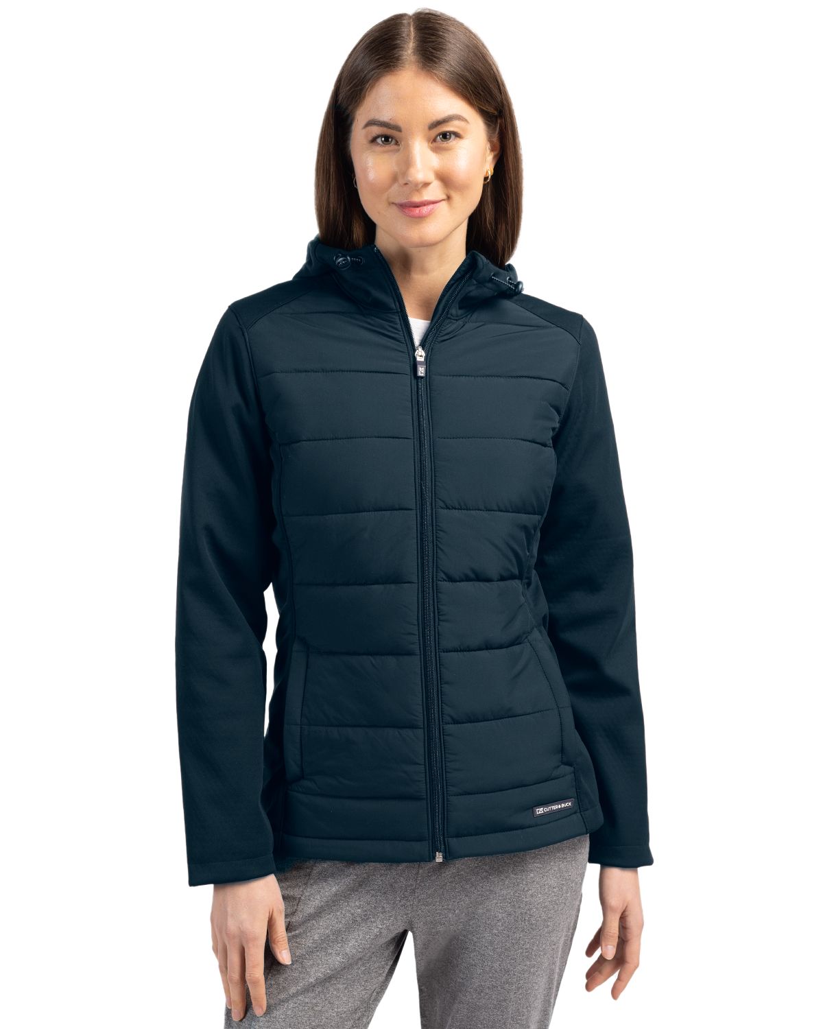 Cutter & Buck® Evoke Hybrid Softshell Recycled Full Zip Womens Hooded Jacket