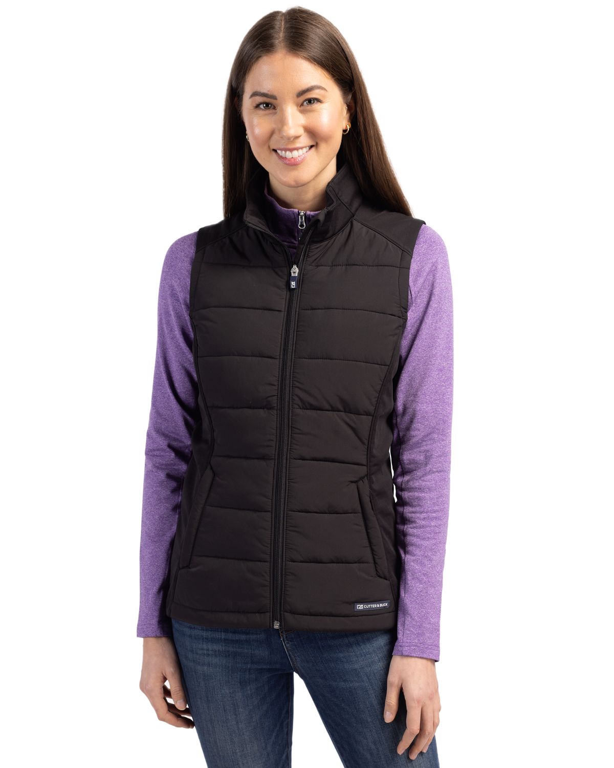 Cutter & Buck® Evoke Hybrid Softshell Recycled Womens Full Zip Vest