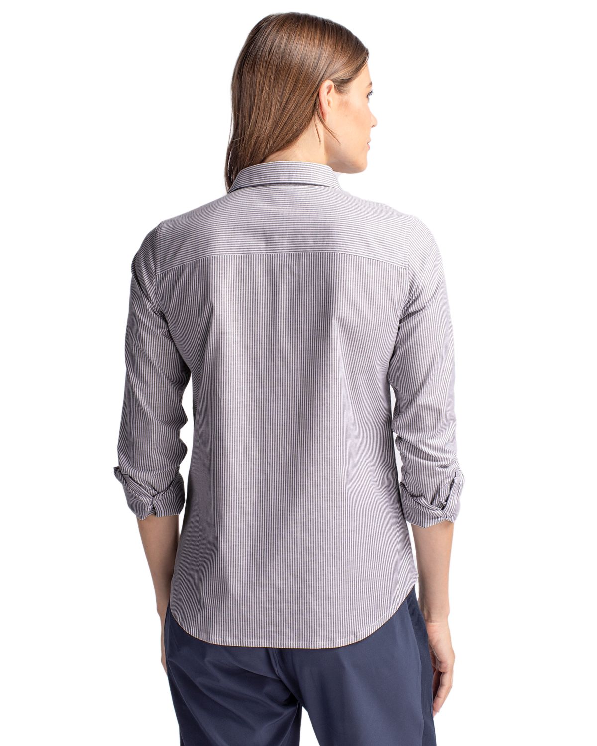 Cutter & Buck® Stretch Oxford Stripe Womens Long Sleeve Dress Shirt