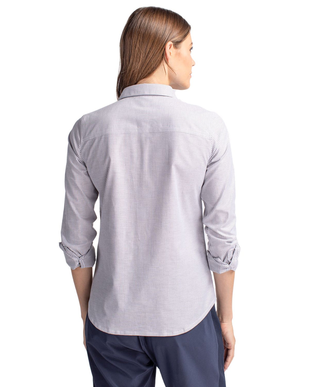 Cutter & Buck® Stretch Oxford Stripe Womens Long Sleeve Dress Shirt